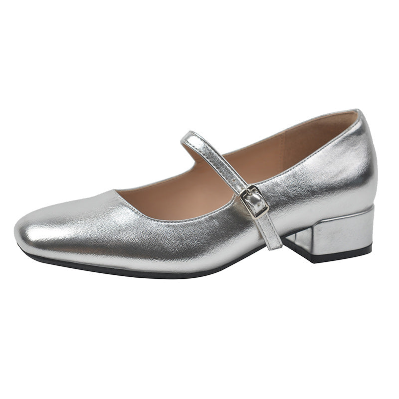 Women's French style low square heels shoes
