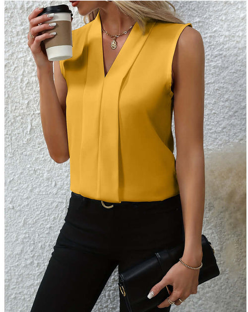 Color Casual Office Daily Sleeveless Shirt