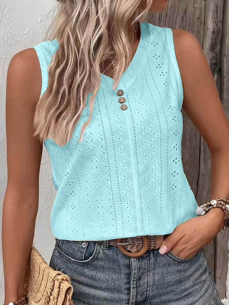 Woimen's Button-back Tank Top T-shirt