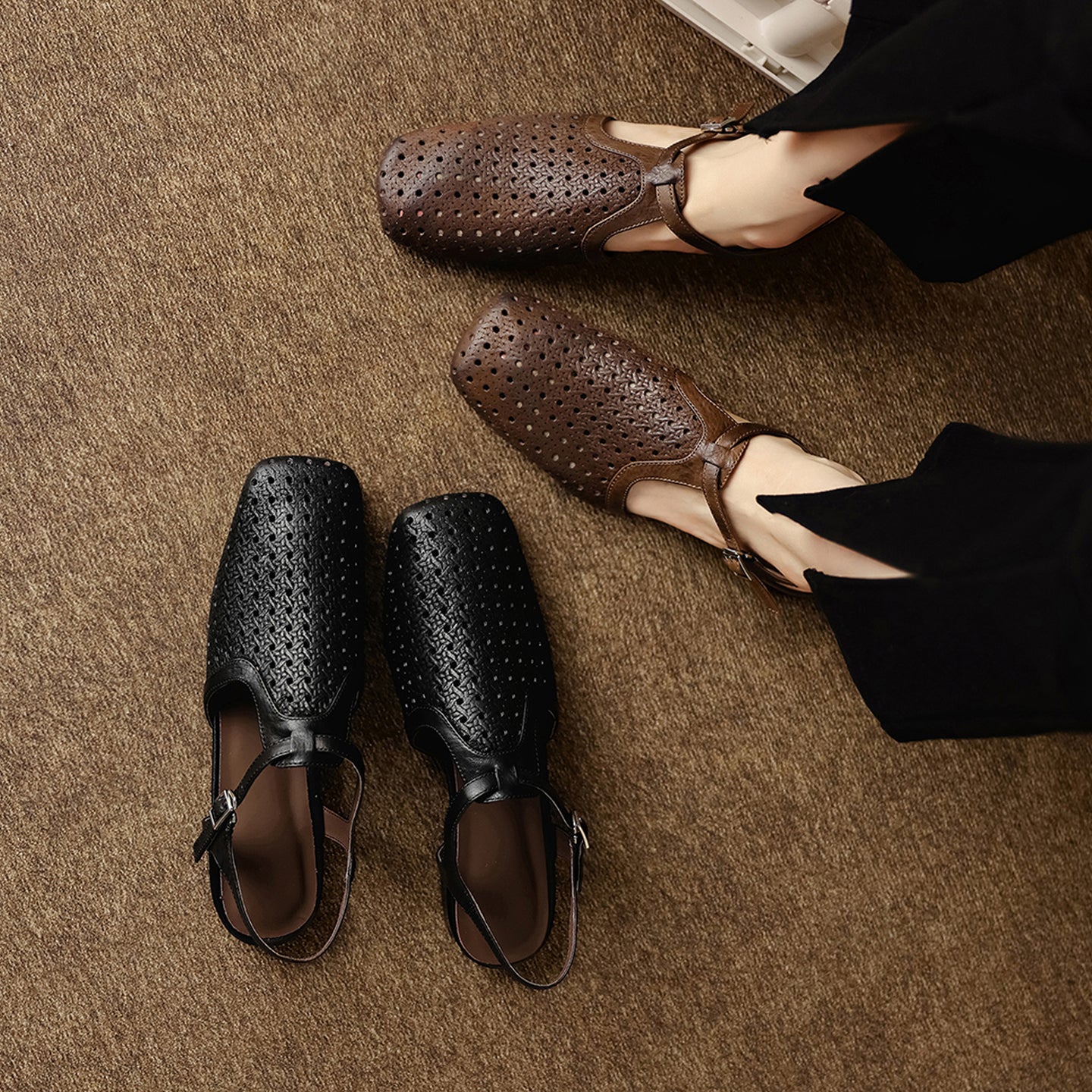 Women's T-strap slingbacks