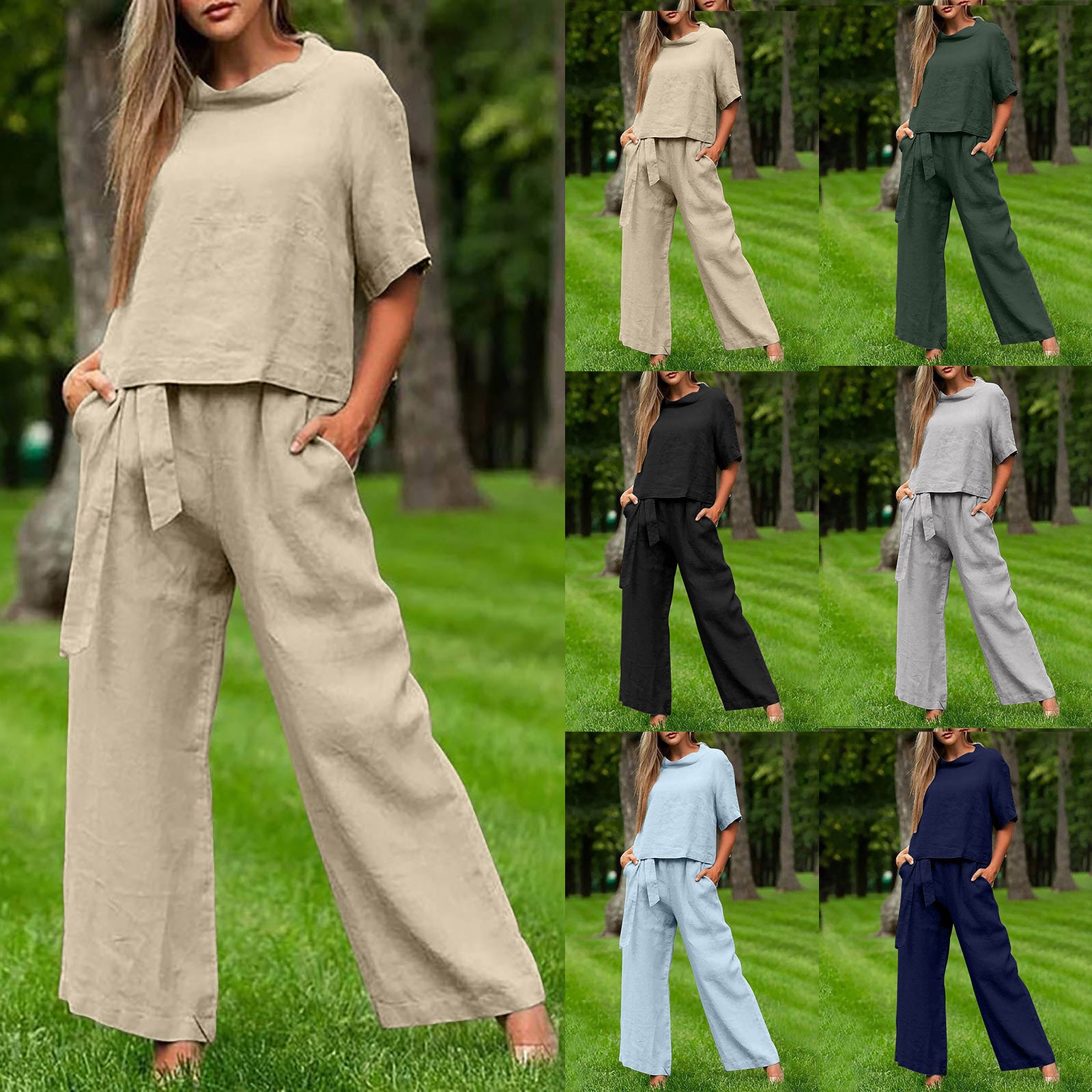 Women's Trendy Round- Neck Two-piece Set
