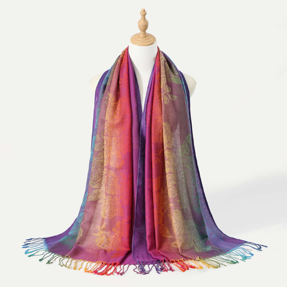 Women's Embroidered Colorful Tassel Shawl
