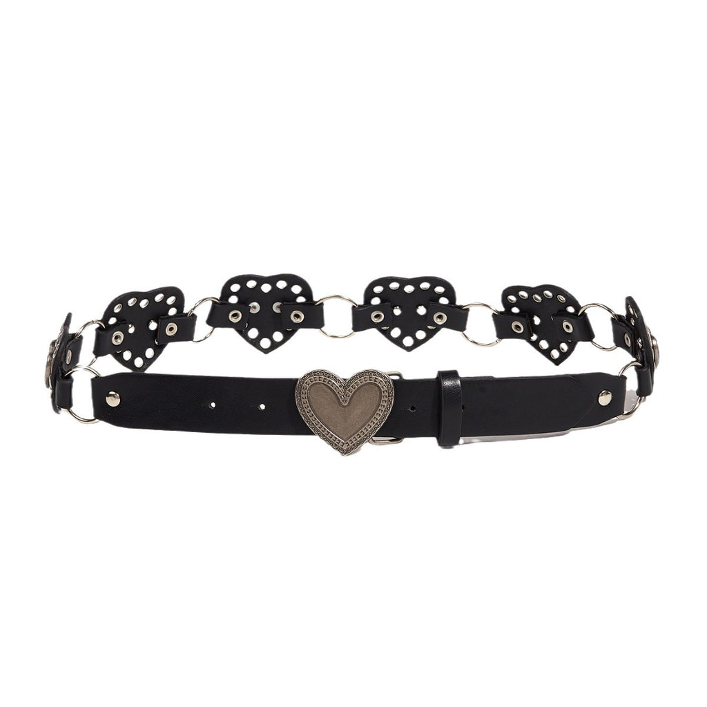 Street-style Hollowed-out Circular Leather Belt