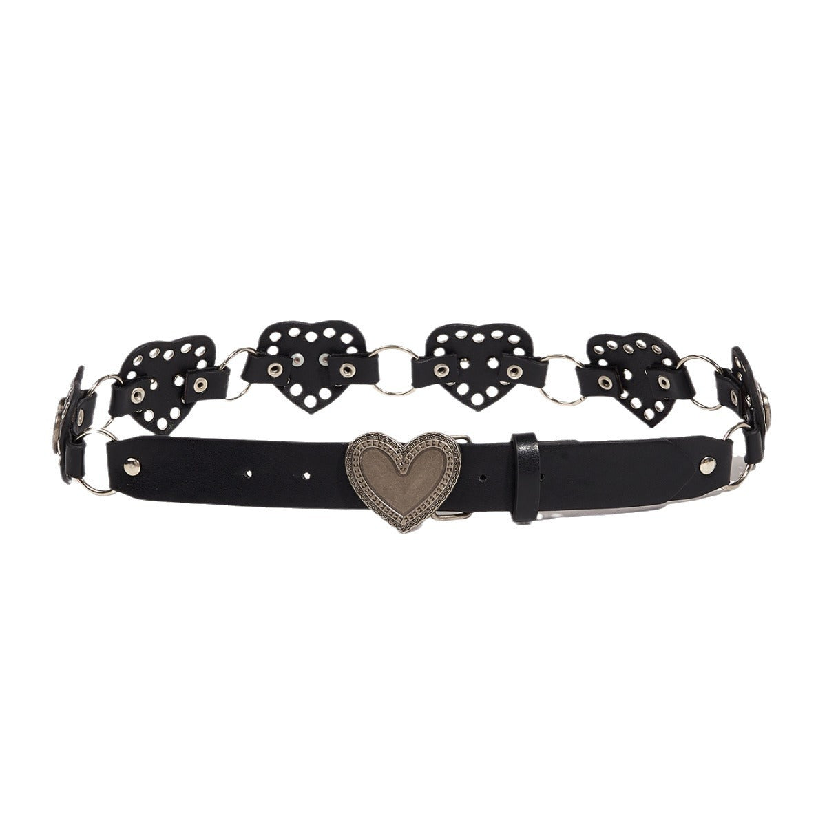 Street-style Hollowed-out Circular Leather Belt