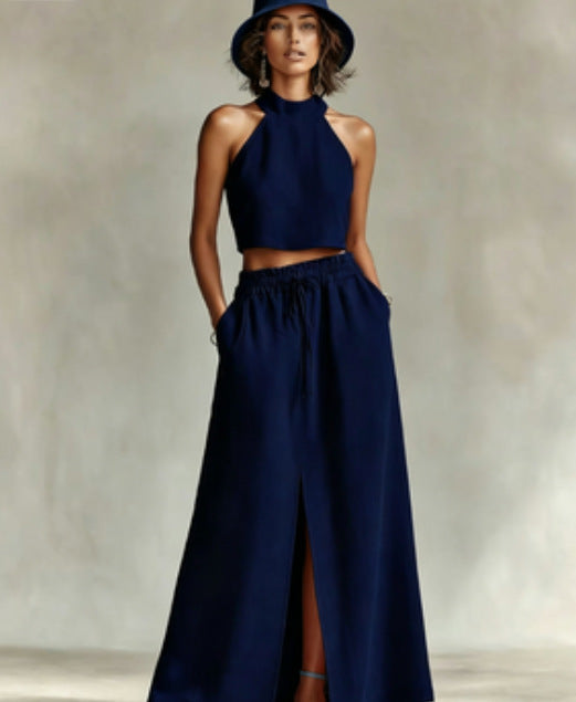 Women's-Two-piece Set Sleeveless Top Long Skirt