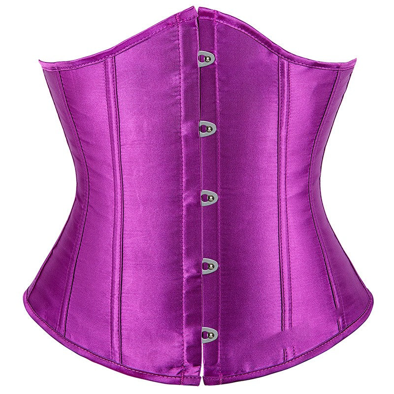 Smooth Short Five-button Satin Waist Cincher Corset