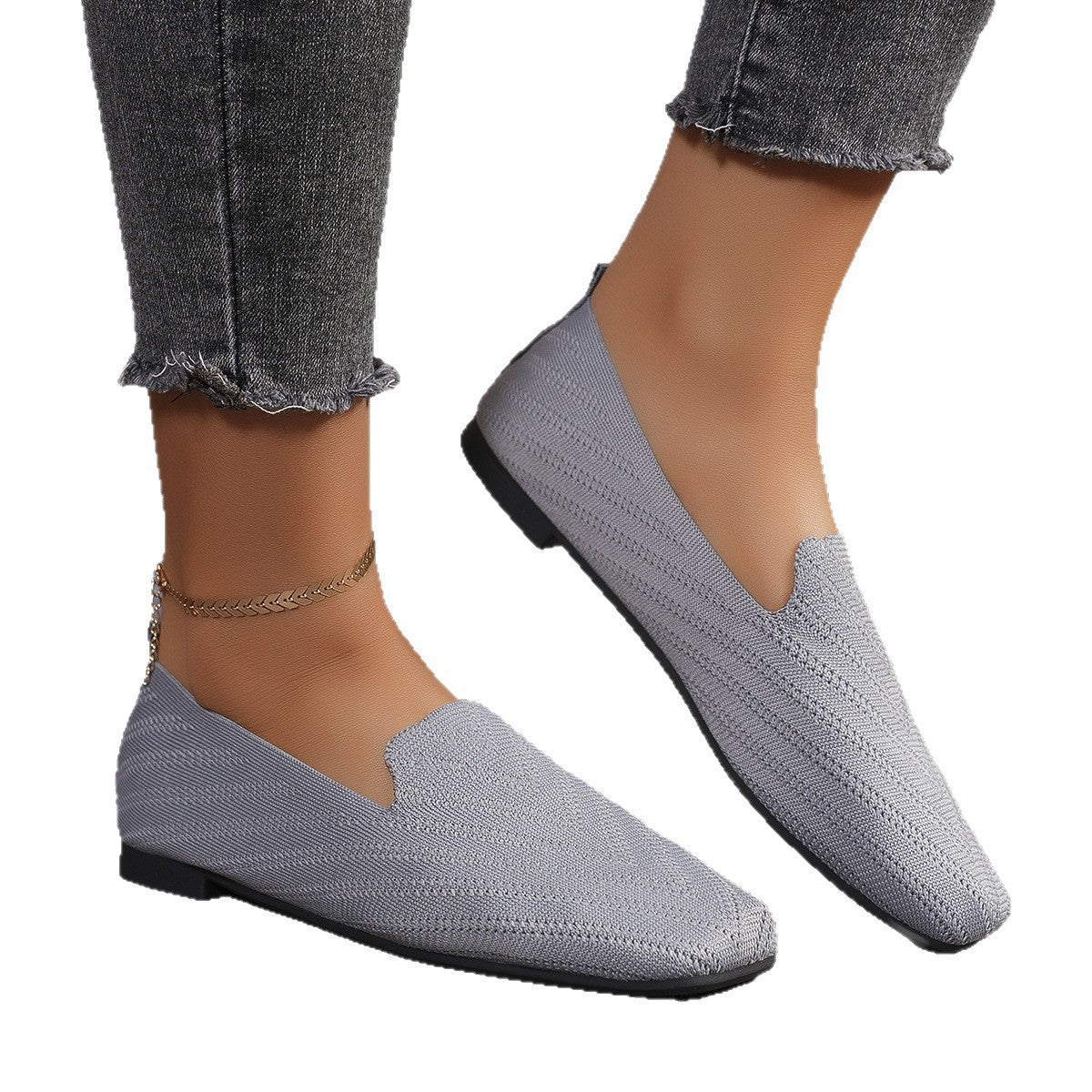 Women flat fly knit plus size shoe