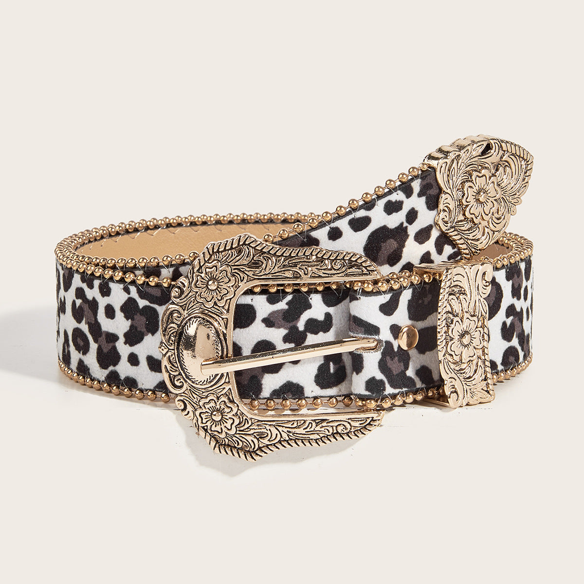 Women's Vintage American-Style Leopard-Print Belt